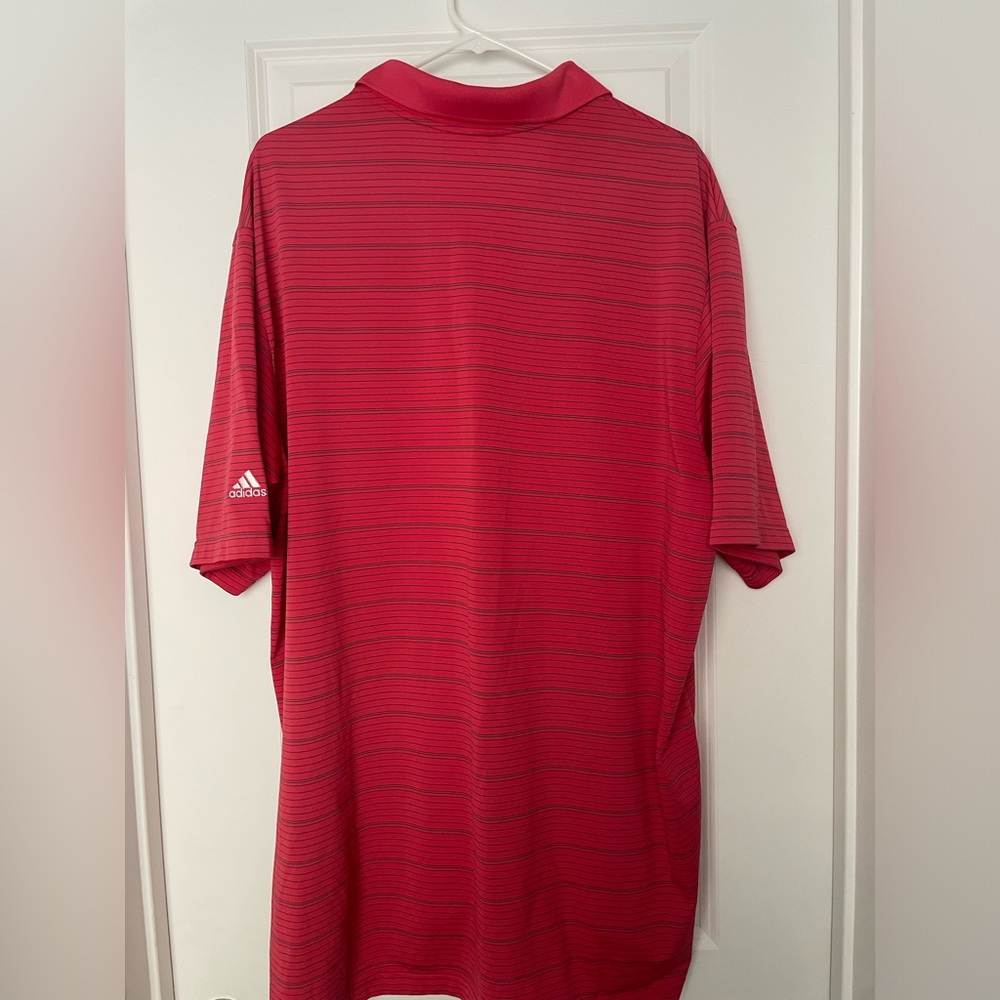 Adidas Red Stripe Golf Short Sleeve Polo
